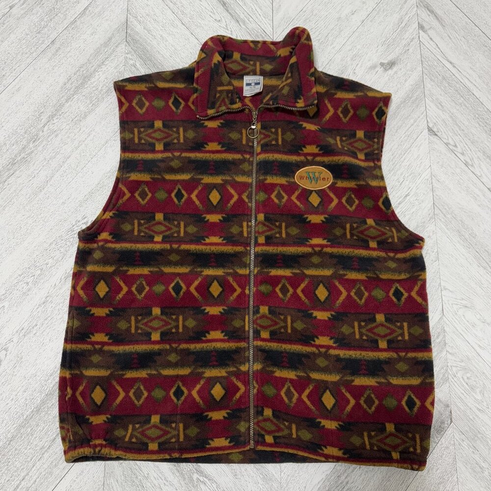 Vintage | 90's Aztec Print Whistler Canada Fleece Vest - Size XL